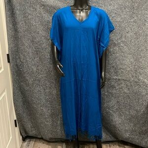 NEW Beauty Batik WOMENS L-XXL Teal Blue Cute Long Maxi Dress Loungewear